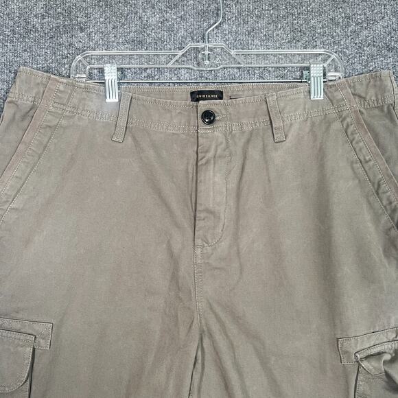 Quiksilver Shorts Mens 38 Beige Cargo Heavy Y2K Surf Skater Pockets Outdoors - Picture 4 of 12
